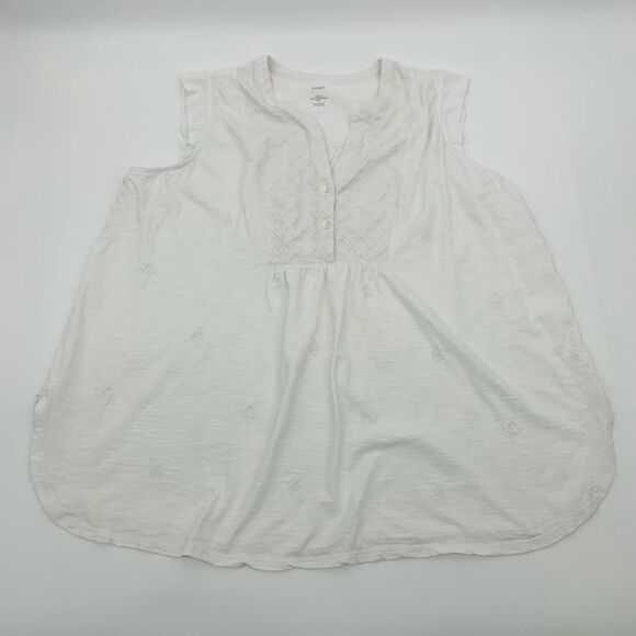 J. Jill | tonal embroidered White Sleeveless Top | 2x - Picture 2 of 7